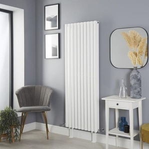 Hudson Reed - Design-Heizkörper, vertikal – 1600mm x 590mm (doppellagig), mit Füßen – Weiß - Revive