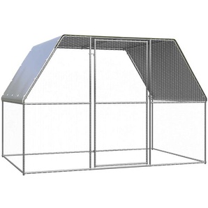 Hühnerkäfig Silbern und Grau 3x2x2 m Verzinkter Stahl