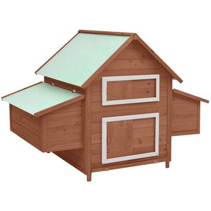 Hühnerstall Mokka und Weiß 150x96x110 cm Massivholz Tanne