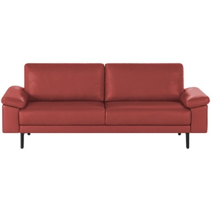 hülsta Sofa Sofabank aus Leder  HS 450 ¦ rot ¦ Maße (cm): B: 218 H: 85 T: 95