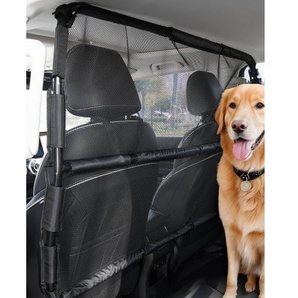Hunde Autobarriere 127 cm Trennwand Hundegitter zur Montage an Vordersitzen Autoschutzgitter Haustierbarriere mit Netzgewebe, universell passende Hunde-Autobarriere für SUVs Lkws Fahrzeuge, schwarz TYTYQPTZZYJJO1U46V0
