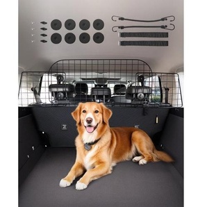Hunde Autobarriere einstellbare Trennwand Hundegitter (968 x 405 mm) Autoschutzgitter für die Rücksitze, Haustierbarriere aus Drahtgeflecht, universell passende Autobarriere für SUVs Lkws TYTYHPTZJSCWHSP7AV0