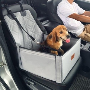 Hundeautositz, Hundesitzerhöhung fürs Auto mit Stützrahmen, Haustierautositz mit ansteckbarer Sicherheitsleine, Baumwollfüllung, Hundeautobett für kleine Hunde bis 26 lbs, Grau CWZGQCZYHSXSN1YANV0