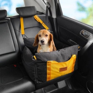 Hundeautositz Hundesitzerhöhung mit seitlichen Griffen und Aufbewahrungstasche, ansteckbarer Sicherheitsleine und Füllung aus PP-Baumwolle, Hundeautobett für kleine Hunde bis 25 Pfund, Schwarz CWZGQCZYSFSQ7UB6XV0