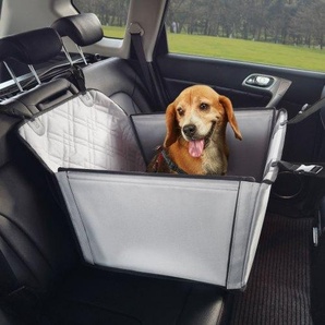 Hundeautositz, wasserdichter Hundesitzerhöhung fürs Auto mit Stützrahmen, Haustierautositz mit ansteckbarer Sicherheitsleine, Hundeautobett für kleine, mittelgroße und große Hunde bis 18 kg, grau CWZGQCZYHSKJX1D6KV0