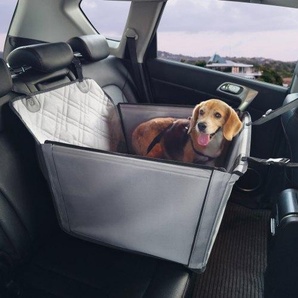 Hundeautositz, wasserdichter Hundesitzerhöhung fürs Auto mit Stützrahmen, Haustierautositz mit ansteckbarer Sicherheitsleine, Hundeautobett für kleine, mittelgroße und große Hunde bis 22 kg, grau CWZGQCZYHSKJ5SMCIV0