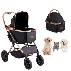 Hundebuggy 59x85x105cm Hundewagen 30kg Tragfähigkeit Faltbarer Hundetrolley Aluminium-Rahmen 800D Oxford-Gewebe Nylon-Netzfenster 4 PU-Räder Hundebox Tierbuggy Katzenbuggy Haustier Transport CWTCCGK4QDHDT793EV0