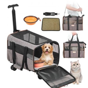 Hundetrolley Faltbarer Hunderucksack Max.9,9kg Tragfähigkeit Transporttasche aus 600D Oxford-Stoff Hundewagen mit 4 Rädern Haustier Trolley Hundereisetasche Ideal für Autoreisen oder Ausflüge CWLGXHS22LBSACDGXV0
