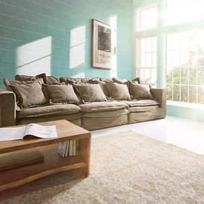 Hussensofa Sharona 337x117 cm Braun mit Kissen, Big Sofas
