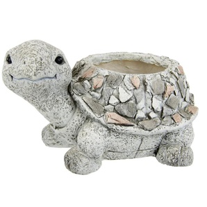 I.GE.A. Pflanzkübel Schildkröte aus Magnesia (1 St), Blumentopf Kübel Blumenkübel Pflanzgefäß Deko Tier zum Bepflanzen
