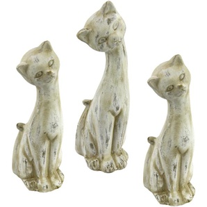 Tierfigur I.GE.A. Antik-Keramikkatze Dekofiguren Gr. Ø, beige (creme) Tierfiguren Dekofiguren (3er Set)