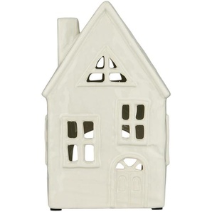 IB Laursen Teelicht Haus Häuschen 19cm Kerzen creme Ständer Wind Lichter Keramik