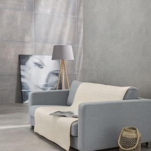 Sofaschoner IBENA Fano Sesselschoner Gr. B/L: 100 cm x 200 cm, beige (creme, wollweiß) Sofaschoner Sofaüberwurf Sofaüberwürfe Sesselschoner mit modernen Streifen