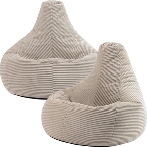Icon Beanbags 2er Set icon Sitzsack Bean Bag Dalton, Beige, Cord, Groß, Sitzsäcke Für Das Wohnzimmer, Schlafzimmer, Sitzsack-Sessel Für Erwachsene - Hergestellt in Deutschland HCN.03834