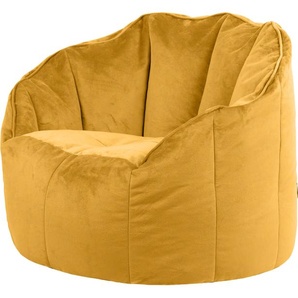 Icon Beanbags icon Sitzsack-Sessel Bean Bag Sirena, Gelb, Samt, Plüsch Xl Sitzsack Erwachsene mit Füllung Für Das Wohnzimmer, Groß Indoor Sitzsäcke - Hergestellt in Deutschland
