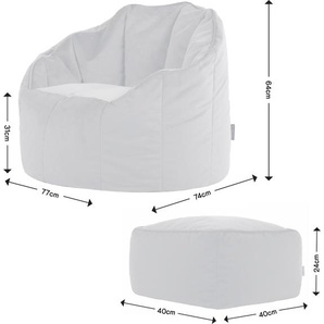 Icon Beanbags icon Sitzsack-Sessel Bean Bag Sirena mit Hocker, Gelb, Samt, Plüsch Xl Sitzsack Erwachsene mit Füllung Für Das Wohnzimmer, Groß Indoor Sitzsäcke - Hergestellt in Deutschland