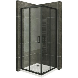 Iflair - Duschkabine mit Schiebetüren Eckdusche mit Rollensystem aus esg Glas 180cm Hoch mit schwarze Profile DK79 75x75 cm