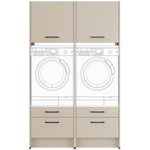 Impuls Waschmaschinenschrank IP 1200, Hellgrau, Metall, 126.4x206.2x68.5 cm, Pefc, Goldenes M, Made in Germany, erweiterbar, Waschküche,