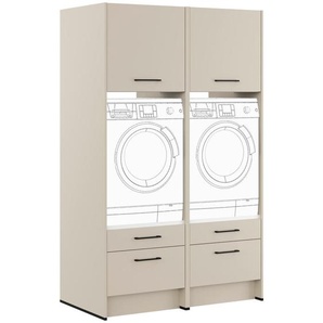 Impuls Waschmaschinenschrank IP 1200, Hellgrau, Metall, 126.4x206.2x68.5 cm, Pefc, Goldenes M, Made in Germany, erweiterbar, Waschküche, Waschmaschinenschrank