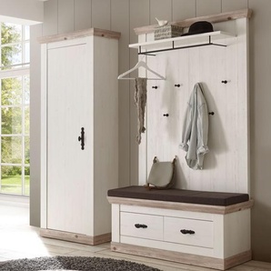 Imv Garderobe Florenz 180cm pinie weiß oslo pinie Sitzbank Kissen Wandpaneel Kleiderschrank 441725
