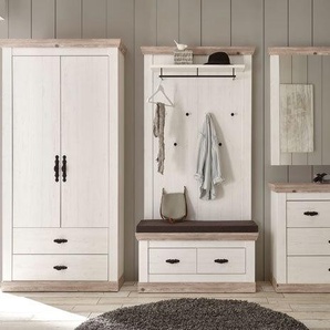 Imv Garderobe Florenz 321cm pinie weiß oslo pinie Sitzbank Kissen Paneel Kleiderschrank 441722