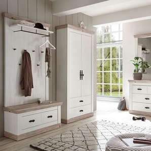 Imv Garderobe Florenz 321cm pinie weiß oslo pinie Sitzbank Paneel Kleiderschrank 441715