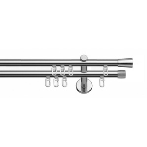 indeko Gardinenstange Arosa, Ø 16 mm, 2-läufig, Wunschmaßlänge, verschraubt, Innenlauf Komplett-Set inkl. Gleitern und Montagematerial