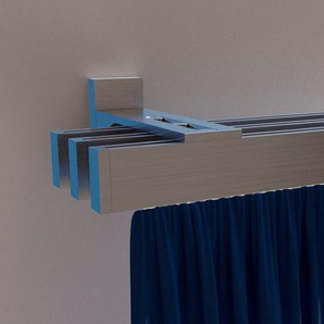 indeko Gardinenstange Bern, 3-läufig, Wunschmaßlänge, verschraubt, Aluminium, Innenlauf Komplett-Set inkl. Gleitern und Montagematerial