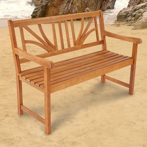 Gartenbank INDOBA Lotus Sitzbänke Gr. B/H/T: 120 cm x 88 cm x 61 cm, beige (natur, natur) Gartenbänke IND-70103-GB2