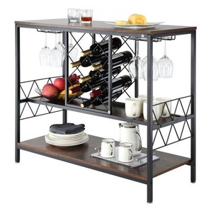 Industrieller Barschrank, 1 m Weintisch für Spirituosen und Gläser, Anrichte Buffetschrank mit Glashalter & Weinregal, Freistehender Bauernhof Holz Barschrank für Wohnzimmer Home Bar KQK39434157145KBXV0