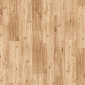 INFLOOR Teppichfliesen Velour Holzoptik Eiche natur Teppiche 14 Stück, 4 m², 25 x 100 cm, selbsthaftend, für Stuhlrollen geeignet Gr. B/L: 25 cm x 100 cm, 6 mm, 3,5 m², 14 St., braun (holzoptik eiche natur) Teppichfliesen