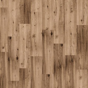 INFLOOR Teppichfliesen Velour Holzoptik Eiche rustikal Teppiche 14 Stück, 4 m², 25 x 100 cm, selbsthaftend, für Stuhlrollen geeignet Gr. B/L: 25 cm x 100 cm, 6 mm, 3,5 m², 14 St., braun (holzoptik eiche rustikal) Teppichfliesen
