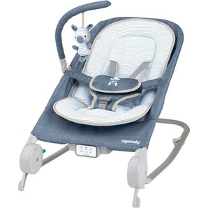 ingenuity Babywippe Happy Belly™ Rock-to-Bounce Massage Seat - Chambray, mit Melodien und Geräuschen