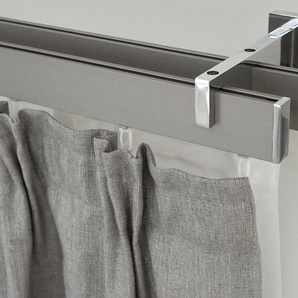 Innenlaufschiene GARESA FLAT Gardinenstangen Gr. L: 440 cm, 1 St., 2 läufig, silberfarben (vernickelt, chromfarben) Gardinenschienen Rechteckprofil, Wandmontage, perfekter Lauf, modern, verlängerbar