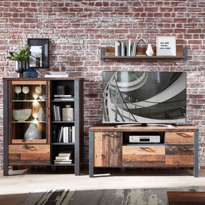 Innostyle Cardiff Wohnwand Holzwerkstoff Used Style Optik Dark