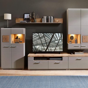 Innostyle Fun Plus II Wohnwand Basalt/Eiche Altholz Grau/Braun