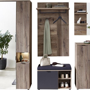 Innostyle Garderobenschrank LINEA Garderoben Set,besteht aus 5 Typen, 266x204x38cm (B/H/T) (5-St) Spiegeltür, 2 Holztüren,Led-Beleuchtung, Soft-Close,ABS-Schutzkanten