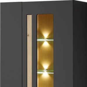 Standvitrine INNOSTYLE Loft Two Schränke Gr. B/H/T: 76 cm x 201 cm x 37 cm, Holzwerkstoff graphitfarben (Korpus)/ MDF graphitfarben (Front), 4 St., grau (graphitfarben) Standvitrinen mit Soft-Close-Funktion, inkl. Beleuchtung