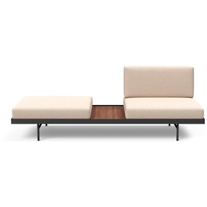 Relaxliege INNOVATION LIVING ™ PURI Sofas Gr. Struktur ARGUS, WALNUSS TISCH, beige (natur 584, argus) Relaxliegen Daybed mit integrierter Holzablage, flexible Aufteilung