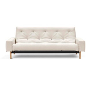 Schlafsofa INNOVATION LIVING ™ MIMER Sofas Gr. T: 100 cm, Bouclé Stoff BOUCLÉ, weiß (off white 531 bouclé) Einzelsofas Taschenfederkernmatratze, Breite Liegefläche 140 cm