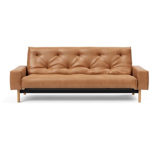 Schlafsofa INNOVATION LIVING ™ MIMER Sofas Gr. T: 100 cm, Microfaser in Lederoptik FANUAL, braun (braun 551 fanual) Einzelsofas Taschenfederkernmatratze, Breite Liegefläche 140 cm