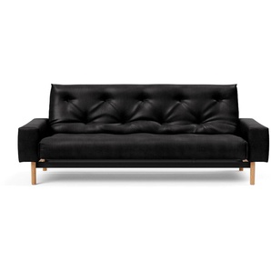 Schlafsofa INNOVATION LIVING ™ MIMER Sofas Gr. T: 100 cm, Microfaser in Lederoptik FANUAL, schwarz (schwarz 550 fanual) Einzelsofas Taschenfederkernmatratze, Breite Liegefläche 140 cm