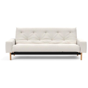 Schlafsofa INNOVATION LIVING ™ MIMER Sofas Gr. T: 100 cm, Microfaser VIVUS, weiß (dusty off white 574 vivus) Einzelsofas Taschenfederkernmatratze, Breite Liegefläche 140 cm