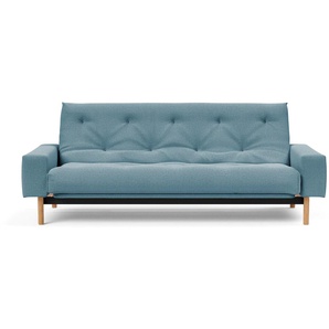 Schlafsofa INNOVATION LIVING ™ MIMER Sofas Gr. T: 100 cm, Struktur fein Soft, blau (indigo, 558 soft) Einzelsofas Taschenfederkernmatratze, Breite Liegefläche 140 cm