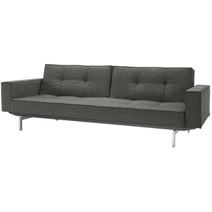 Schlafsofa III Grau/Dunkelgrau Webstoff 243 x 79 x 96cm Retro