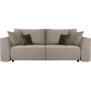 INOSIGN 3-Sitzer BEATRICE optionale Schlafsofa mit Bettkasten, B/T/H 250/107/92 cm, wahlweise mit Bettfunktion, incl. 2 Zierkissen, Wellenfederung