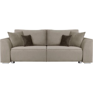 INOSIGN 3-Sitzer BEATRICE optionale Schlafsofa mit Bettkasten, B/T/H 250/107/92 cm, wahlweise mit Bettfunktion, incl. 2 Zierkissen, Wellenfederung