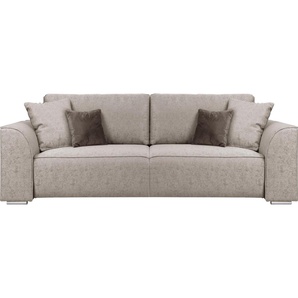 INOSIGN 3-Sitzer BEATRICE optionale Schlafsofa mit Bettkasten, B/T/H 250/107/92 cm, wahlweise mit Bettfunktion, incl. 2 Zierkissen, Wellenfederung