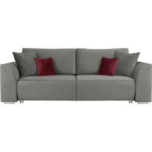 INOSIGN 3-Sitzer BEATRICE optionale Schlafsofa mit Bettkasten, B/T/H 250/107/92 cm, wahlweise mit Bettfunktion, incl. 2 Zierkissen, Wellenfederung