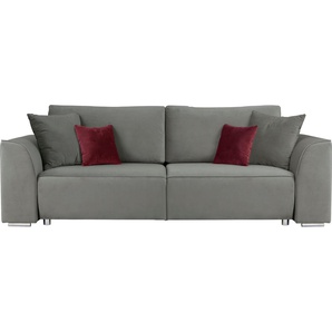 INOSIGN 3-Sitzer BEATRICE optionale Schlafsofa mit Bettkasten, B/T/H 250/107/92 cm, wahlweise mit Bettfunktion, incl. 2 Zierkissen, Wellenfederung